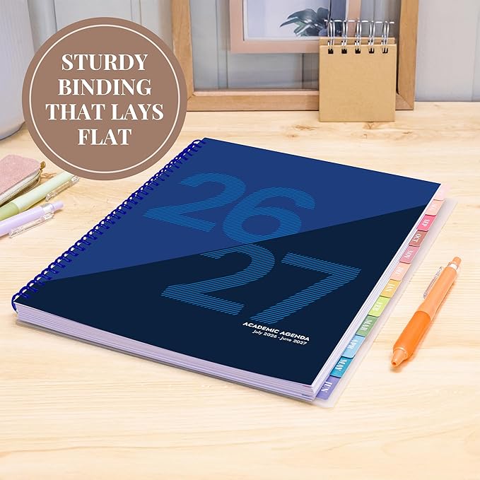 Rileys Academic Planner 2026-2027, Daily, Weekly & Monthly Planner, July 2026 - June 2027, Student Notes Pages, Twin-Wire Binding, Weekly Agenda for School & Work (8.5 x 11-Inches, Geographic, Blue)