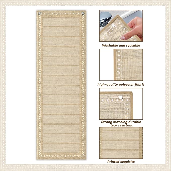 Tevxj Back to School Decoration Burlap Daily Schedule Pocket Chart for Classroom 39 * 13 Inch, Linen Teacher Hanging Pocket Chart with 14 Pockets Calendar Chart for School Learning Supplies Wall Decor