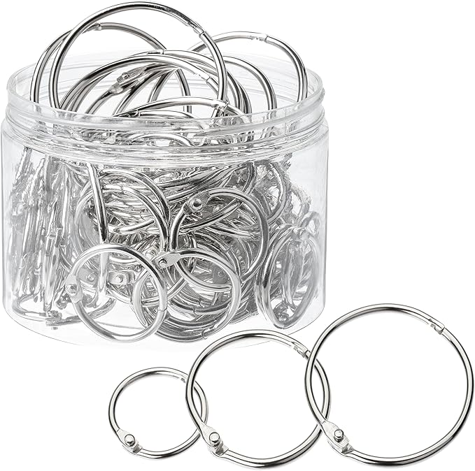 Mr. Pen- Loose Leaf Binder Ring, 100 Pack, 3 Sizes (1", 1.5", 2"), Metal Loose Leaf Binder Book Rings Bulk for Books and Index Cards, Scrapbook, Keychains, School, Home, Office, Silver