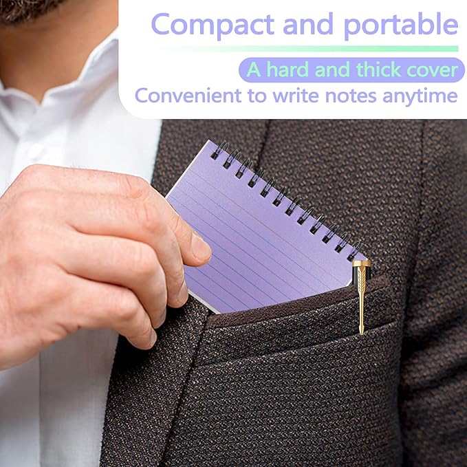 4 Packs 200 Sheets 4.9" x 2.9" 5 Colors Spiral Index Cards with Ring & Covers, Colored Ruled Note Flash Cards, Spiral Bound Paper Flashcards for Studying Office Taking Record (4)