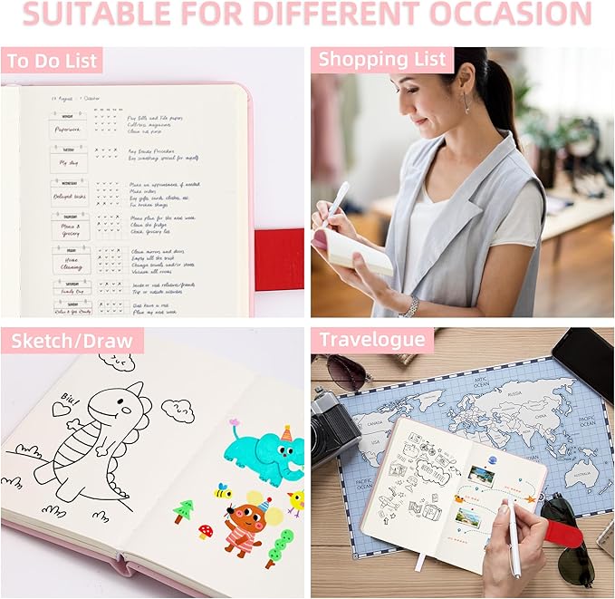 BOBO RABBIT Blank Journal Small Pocket Leather Notebook No Lines for Drawing Plain Sketch Book Cute Cartoon Fruit Peach Unlined Journal for Travel Work School, 200 Pages, 3.7"X5.9"