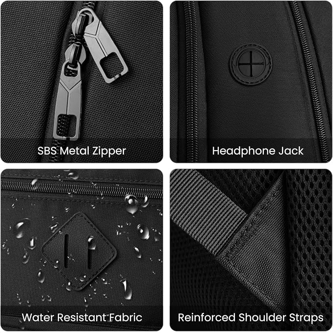 Paude Black Backpack,17.3 Inch School Backpack for Teens Adults Laptop Bookbag for High School College Students Back Pack for Work
