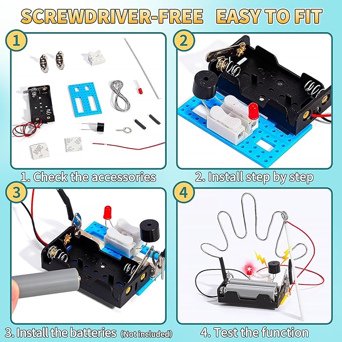 Bulk STEM Kits - 8 Set Electric Circuit Science Craft Kits for Kids Age 8-10 12-14 10-12, Girls Boys Arts and Crafts for Kids Ages 8-12 Gift Ideas, STEM Activities Projects Buzz Wire Maze Game