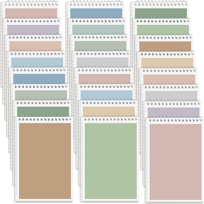 24 Pack Steno Pads 6 x 9 in Spiral Top Notebook Bulk 12 Retro Color Note Pad 60 Sheets Gregg Rule Writing Paper Steno Notebooks for Students Teachers Men Women Professionals Office School Recording