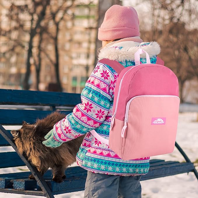 Trail maker 15 Inch Backpack for Girls, Preschool, Elementary & Middle School Students – Spacious Bookbag with Large Front Pocket, Adjustable Straps, Fits up to 13 Inch Laptop (Pink)