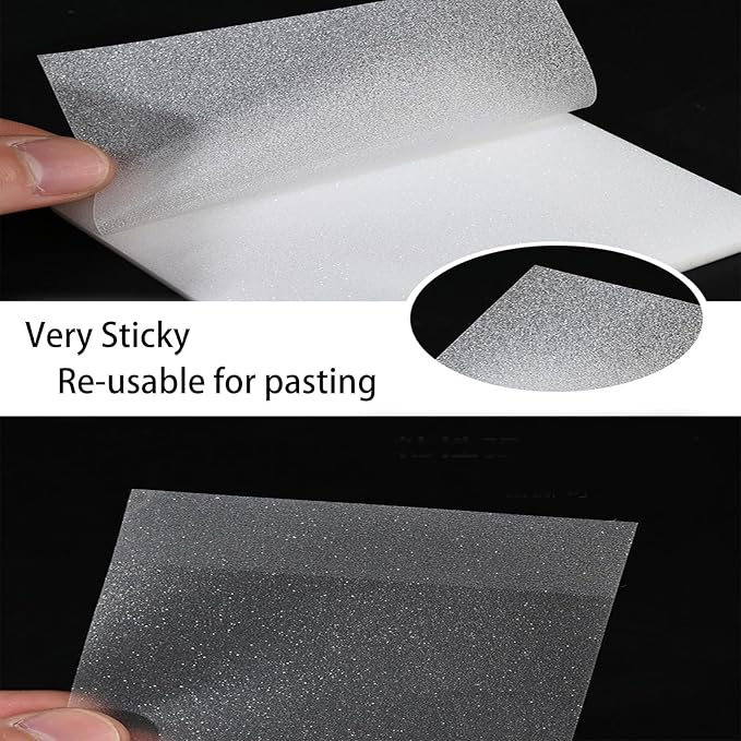 100 Sheets Transparent Lined Sticky Notes 3"x3", Frosted Self-Stick-Notes, Pearlescent Clear See Through, Waterproof, Easy to Post for Office, Home, Notebook, Reusable (Lined- Light Blue
