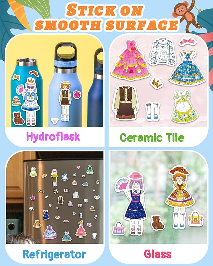 Benresive Reusable Sticker Book for Toddlers, Travel Stickers for Kids, Toddler Crafts Activities Toys, Birthday Gifts for Boys & Girls - Dress Up