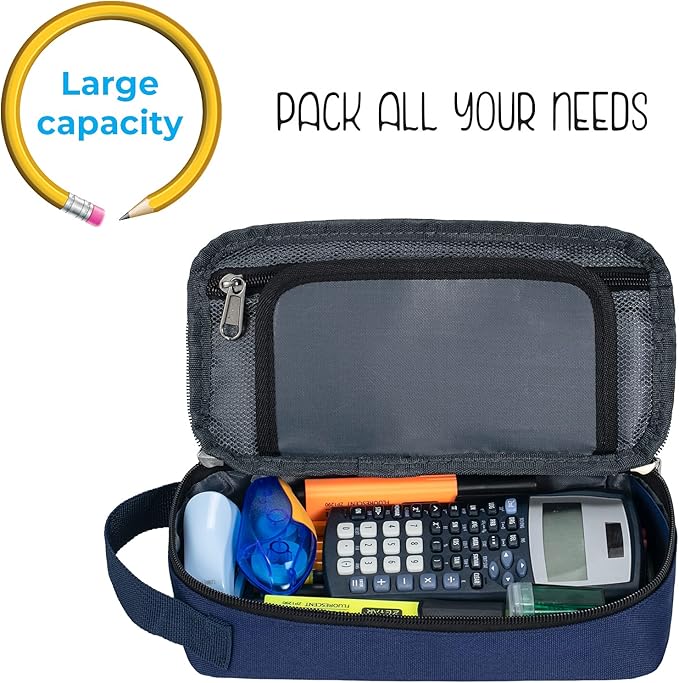 ECHSRT Large Pencil Case, Aesthetic Pen Pouch with Big Capacity, Minimalist Portable Stationery Bag with Handle for Office Organizer Aesthetic Pencil Cases