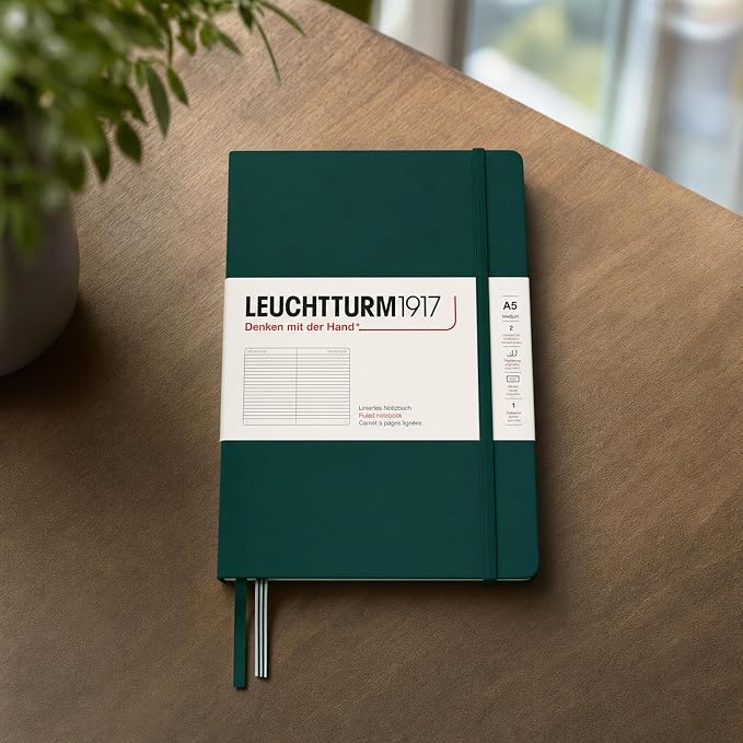 LEUCHTTURM1917 - Notebook Hardcover Medium A5-251 Numbered Pages for Writing and Journaling (Forest Green, Ruled)