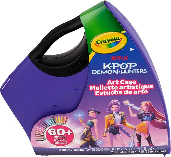 Crayola Kpop Demon Hunters Art Case (40+pcs), Coloring & Sticker Craft Kit, Gift for Kids & Teens, Travel Activity Set, Ages 8+