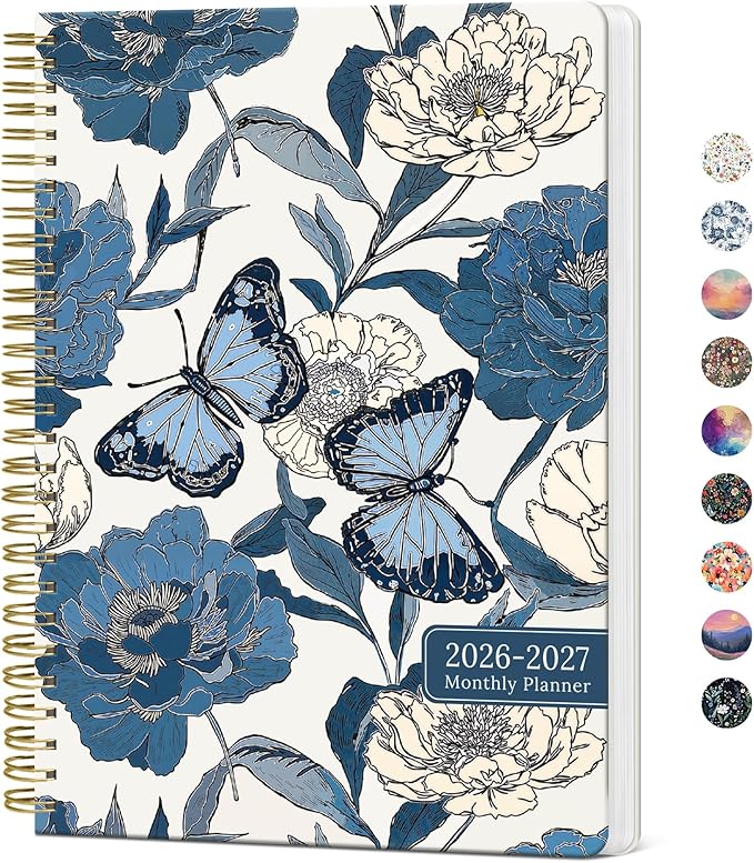 Monthly Planner 2026-2027, Aesthetic 2 Year Months Planner Calendar, 24-Months from January 2026 - December 2027, 26-27 Monthly Calendar Planner, Perfect for School Office Home, 7" x 10" - Azure Wings