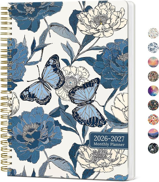Monthly Planner 2026-2027, Aesthetic 2 Year Months Planner Calendar, 24-Months from January 2026 - December 2027, 26-27 Monthly Calendar Planner, Perfect for School Office Home, 7" x 10" - Azure Wings