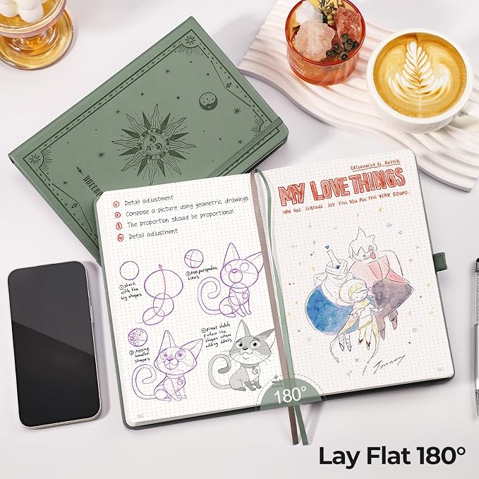 EMSHOI Dotted Journal Notebook, 320 Pages, A5 Size (5.7'' x 8.3'')