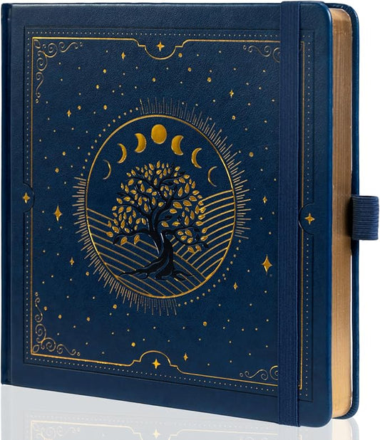 TIEFOSSI Tree of Life Journal, Square Dotted Journal for Women Men, Dot Aesthetic Notebook with 160 Numbered Pages, Hardcover Vegan Leather Journals with Bookmark, 160 GSM Thick Paper, 8 x 8 IN