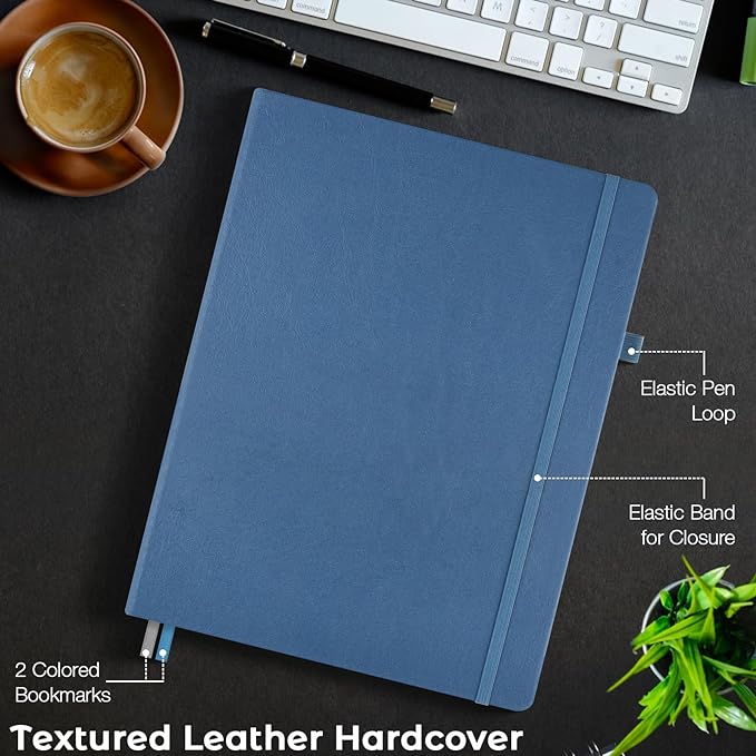 3 Pack Graph Paper Notebook, Hardcover Notebook 8.5 x 11, Grid Notebook Journal for Women, Men, Large Leather Journals for Writing, Thick Paper, A4 Notebooks for Work, School Supplies, Engineering