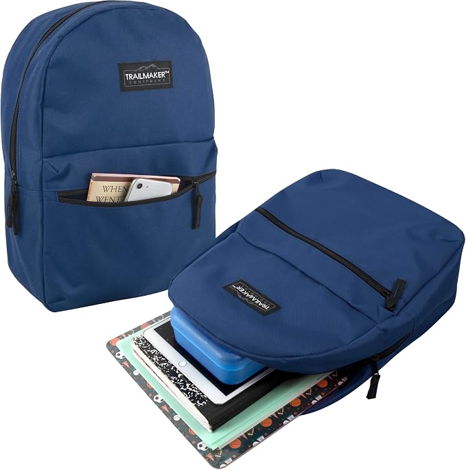 Trail maker 24 Pack Classic 17 Inch Backpacks in Bulk Wholesale Back Packs for Boys and Girls