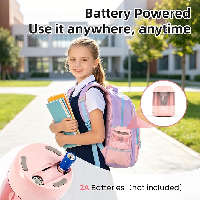 deli Electric Pencil Sharpener, Battery Operated, 6.5–8mm for Classroom