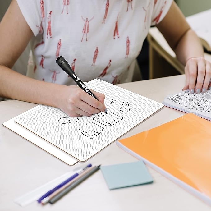 Scribbledo Dotted Dry Erase Board Graph Whiteboard 9" x 12" Bullet Dot Grid Paper for Home School Classroom Kids and Students Portable Dot Grid Board for Notes Drawing graphing and Calligraphy