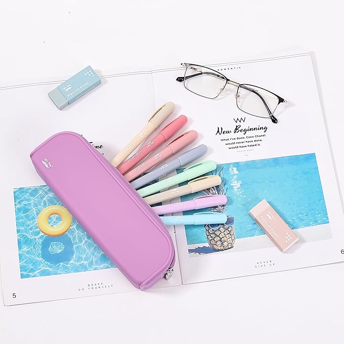 Mr. Pen- Silicone Pencil Case, Aesthetic Pencil Bag for Women, Makeup Pouch, Multifunctional Pouch for Stationery, Cosmetics and Electrical Goods Storage
