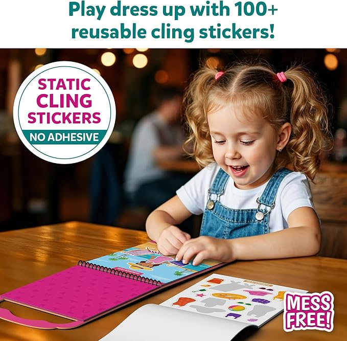Skillmatics Reusable Sticker Activity Book - Peelies, 100+ Reusable Cling Stickers, 6 Pictures, Mess-Free Fun for Kids, Creative Play & Travel Toy, Gifts for Ages 3, 4, 5, 6, 7