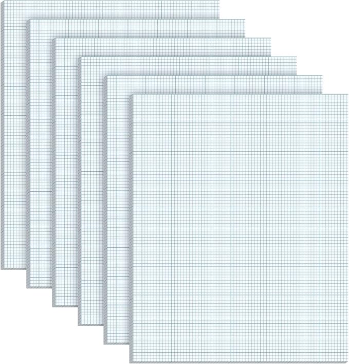 Ctosree 6 Pack 8.5" x 11"Graph Paper Pads, 10x10 Quad Ruled, 50 Sheets/100 Pages graph paper for Engineer Architect Designer Mathematician Draftsman