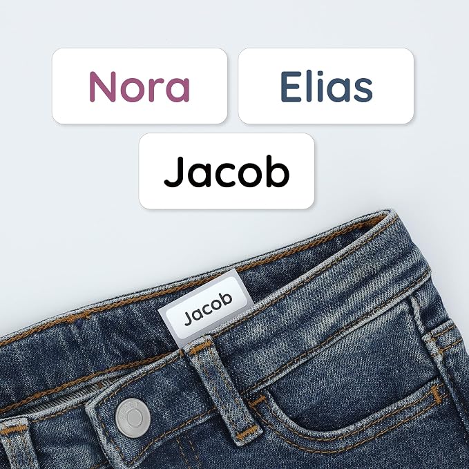 TeddyLabels - Clothing Labels for Nursing Home (180) – Self-Adhesive Name Tags for Clothes and Personal Items. Personalized Labels for Daycare, Nursing Homes, and Laundry Use - White