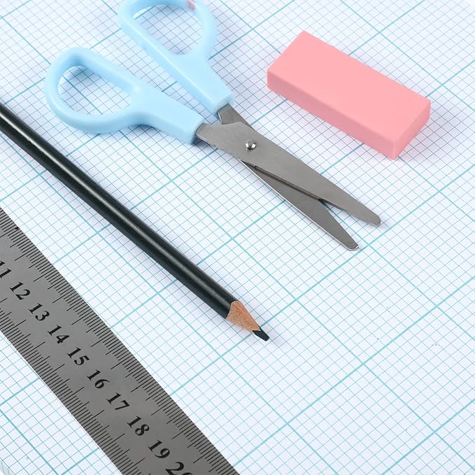 Ctosree 3 Pcs 8.5 x 11 Quadrille Pads 50 Sheets/Pack 10 * 10 Squares Per Graph Paper Pad Back to School Engineer Grid Paper Pad for School Supplies