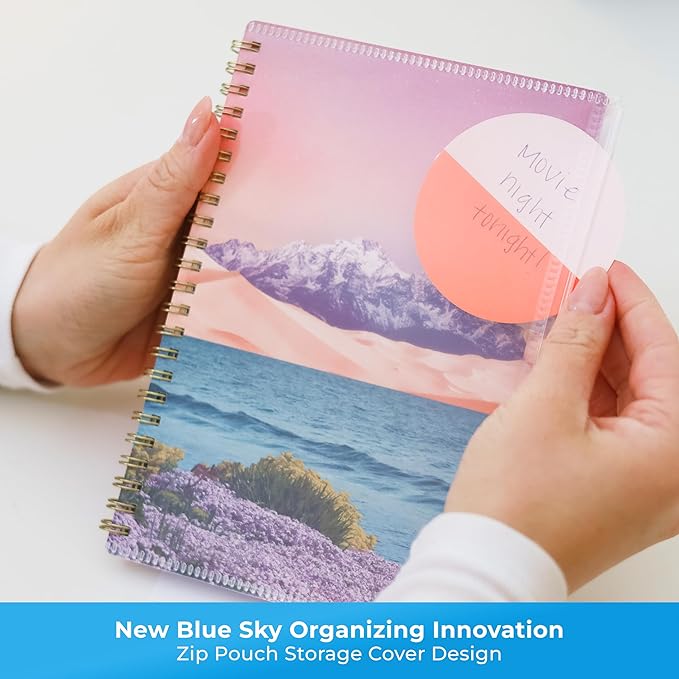 Blue Sky 2026-2027 Weekly and Monthly Academic Year Planner Calendar, July 2026 - June 2027, 5" x 8", Flexible Cover With Zip Pouch, Wirebound, Storage Pocket, Enough to Believe