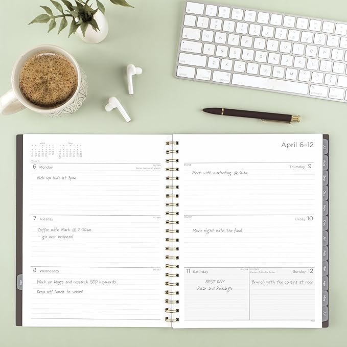 Mead Planner 2026-2027 Weekly & Monthly Academic 15-Month April-June, 8.5" x 11", Ground Coffee (CAW62004) (Pack of 12)