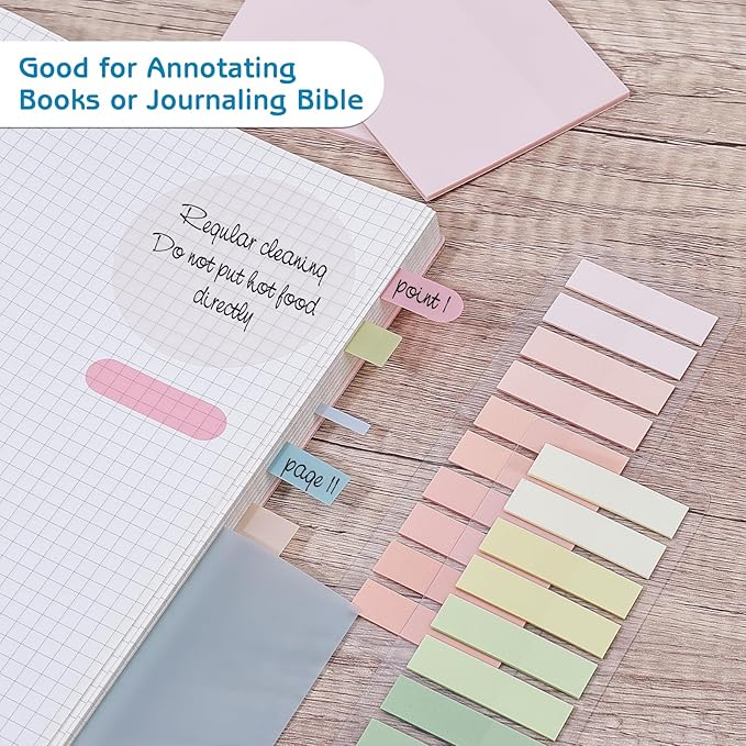 1100 Sheets Transparent Sticky Notes, Clear Waterproof 3 x 3 Sticky Notes with Pen, Translucent See-Though Note Tabs for Bible Study Book Annotation Kitchen Reminder (Blue)