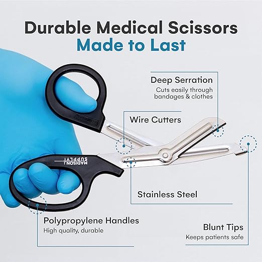Madison Supply - Medical Scissors (BlackHandle/Stainless Blades)