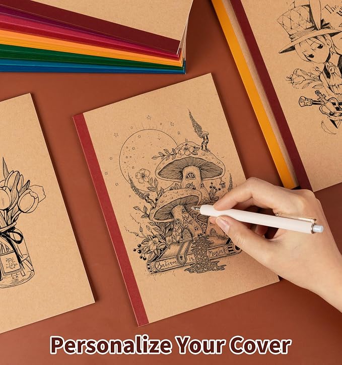 30Pack Blank Notebook Journals Bulk,8.3”x 5.5”Kraft Cover Unlined Notebooks