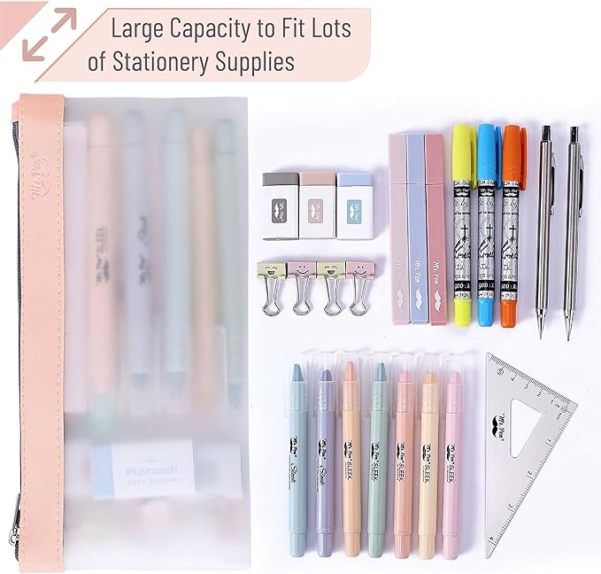 Mr. Pen- Clear Pencil Pouch, 8.50"x4.25", 3 Pack, Durable TPU Material, Medium Water-Resistant Pencil Bags with Smooth Zipper, Multipurpose Clear Pouch for Stationery, School, Office, Travel Supplies