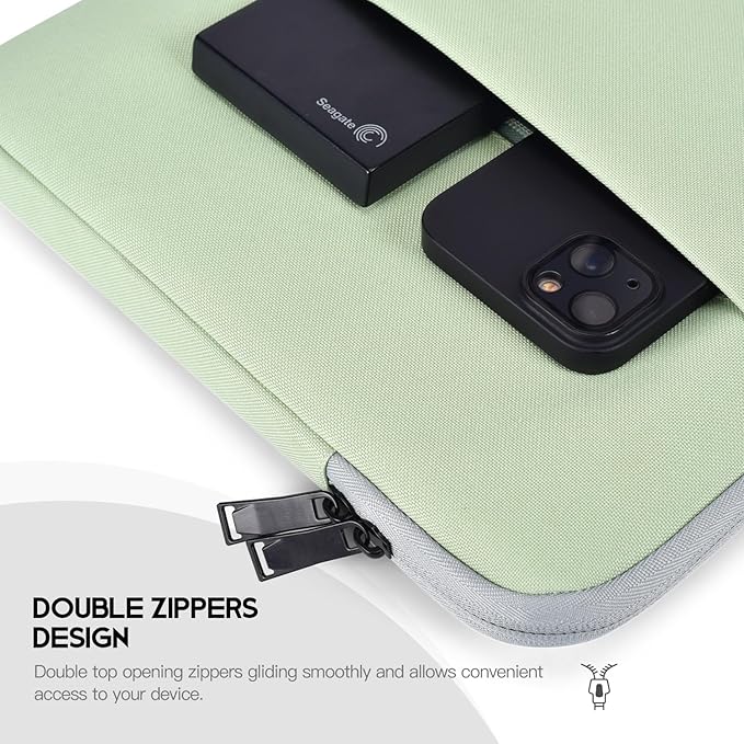 Laptop Sleeve Case 15.6 16 inch, Shockproof Protective Computer Carrying Cover with Accessory Pocket, Water-Resistant Travel Laptop Bag for HP, Dell, Lenovo, Acer, ASUS, Chromebook -Mint Green