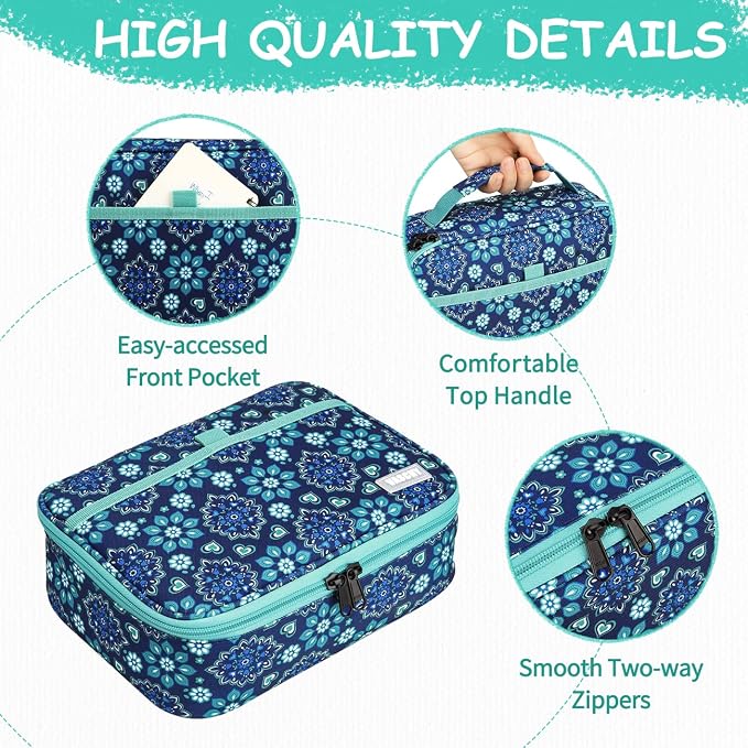 VASCHY Large Pencil Case Bag, Art Supply Marker Organizer Big Pen Pouch with 3 Detachable Layers Slots Multiple Zipper Pockets for Kids Adults School Office Blue Snowflake