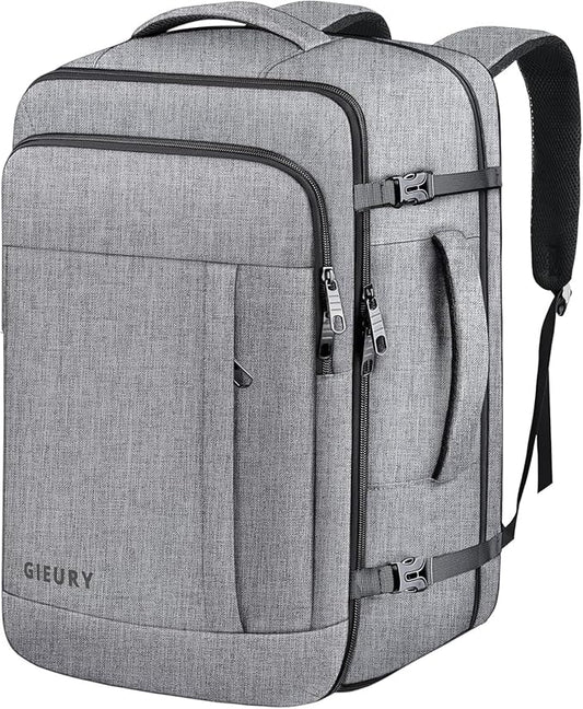 Carry On Backpack, Extra Large 40-50L Travel Backpack for Men & Women, Expandable Backpack For Airplanes, 17 Inch Laptop Backpack, Luggage Suitcase 40L Daypack Lightweight Business Weekender Bag, Grey