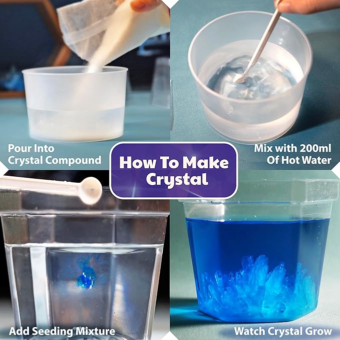 4M 7 Crystal Growing Science Experimental Kit with Display Cases - Easy DIY STEM Toy Lab Experiment Specimens, Educational Gift for Kids, Teens, Boys & Girls