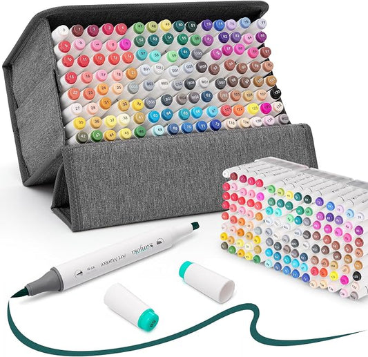 Alcohol Markers Set, 120 Colors Dual Brush Tip Art Markers for Drawing, Professional Alcohol Based Markers for Artists Beginners Adults, Blendable Markers for Coloring Illustration Sketching