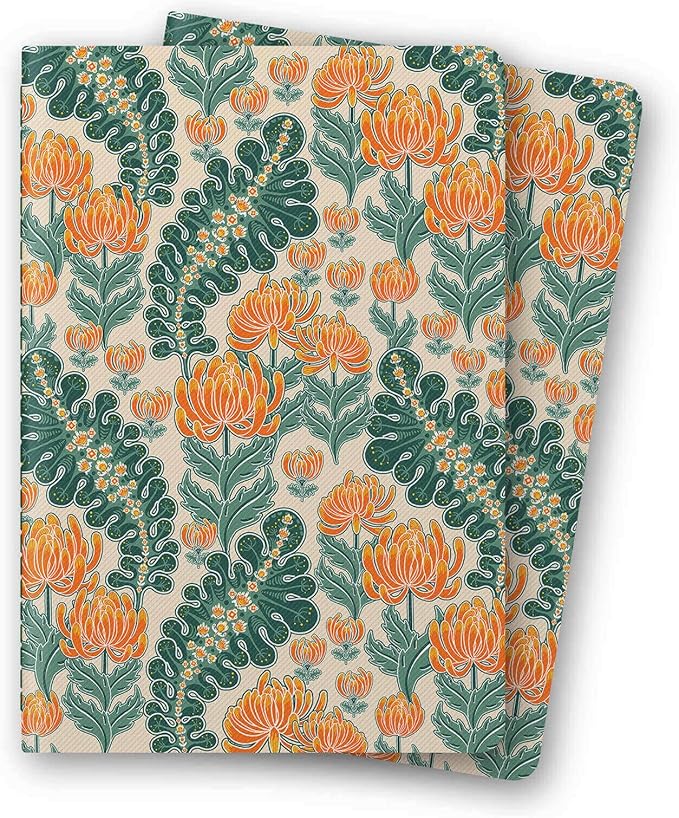 Stitched Composition Notebooks 2-Pack with Unique Art Designed Cover, A5 Lined Diary (8.2"L*5.5"W), Lay Flat Design, Thicked Paper Writes Smoothly for School and Office (Chrysanthemum)