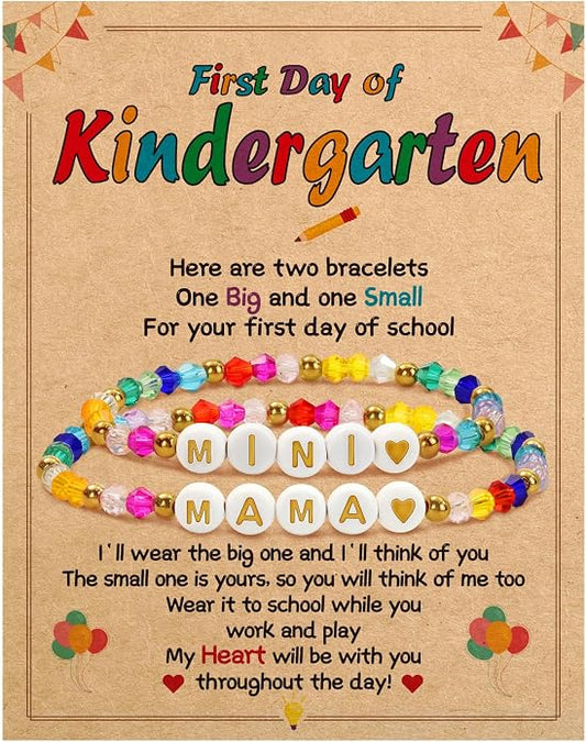 BAYLAY Back to School Bracelet - First Day of School Preschool/Kindergarten/1st Grade/2nd Grade/Back to School Stuff Gifts Supplies Mommy and Me Mommy Daughter Bracelets Heart Beaded Bracelets Gifts