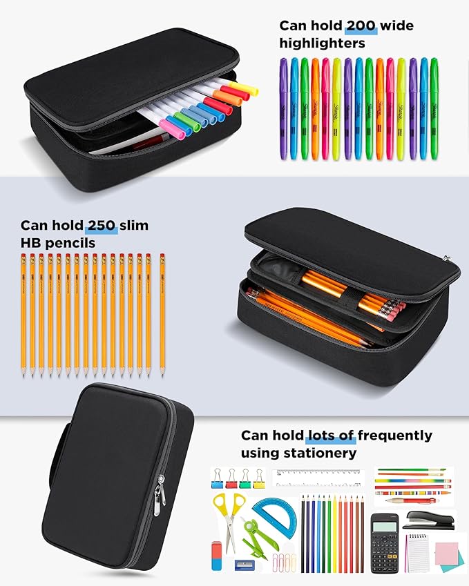Zannaki Big Capacity Storage Pouch Marker Pen Pencil Case Simple Stationery Bag Box Art Tool & Sketch Storage Boxes for Bullet Journal Middle High School Office College Student Girl Women Adult Teen