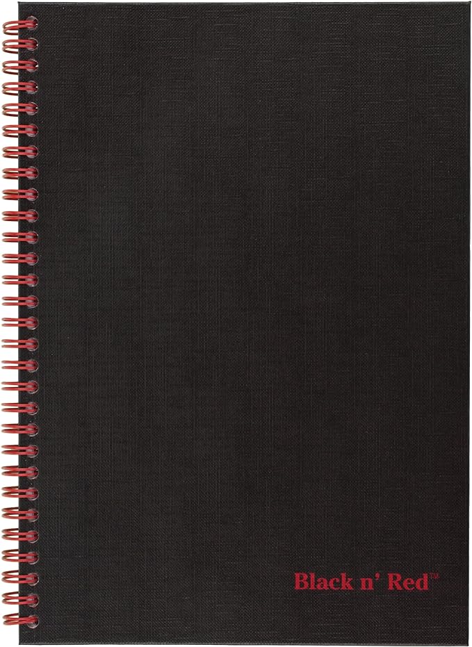 Black n' Red Notebook, Business Journal, 9-7/8" x 6-7/8", 70 Sheets, Ruled, Optik Paper, Scribzee App, Hardcover, Wirebound, Black (400110532)