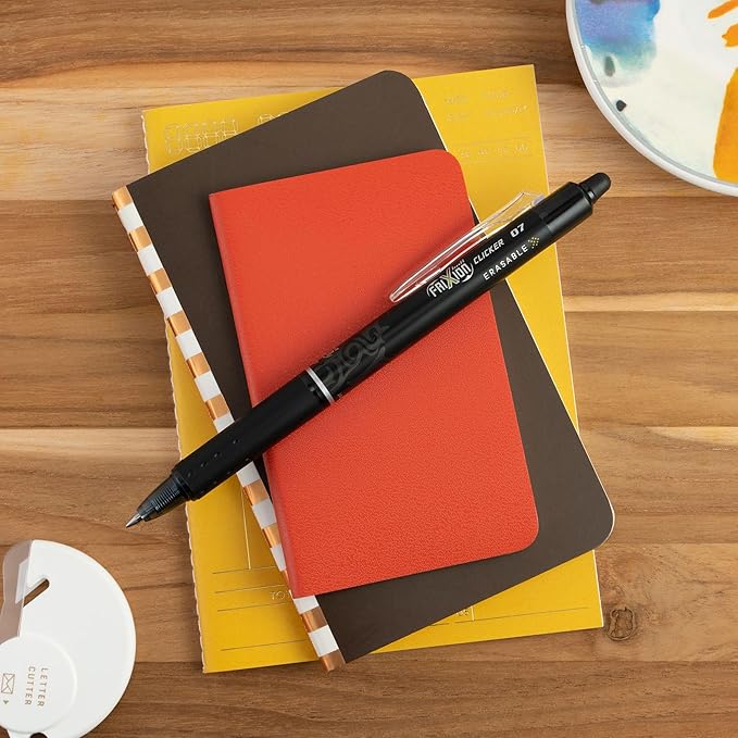 PILOT FriXion Clicker Erasable Pens, Refillable & Retractable Gel Ink Pens, Fine Point 0.7 mm, Black Ink, 3-Pack - Ideal for School, Journaling, & Office Writing