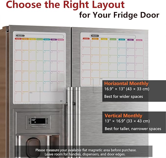 Magnetic Dry Erase Calendar - Vertical Calendar for Refrigerator - Monthly Fridge Calendar Whiteboard with Extra-Thick Magnet Included Fine Point Marker & Eraser & Home Organizer
