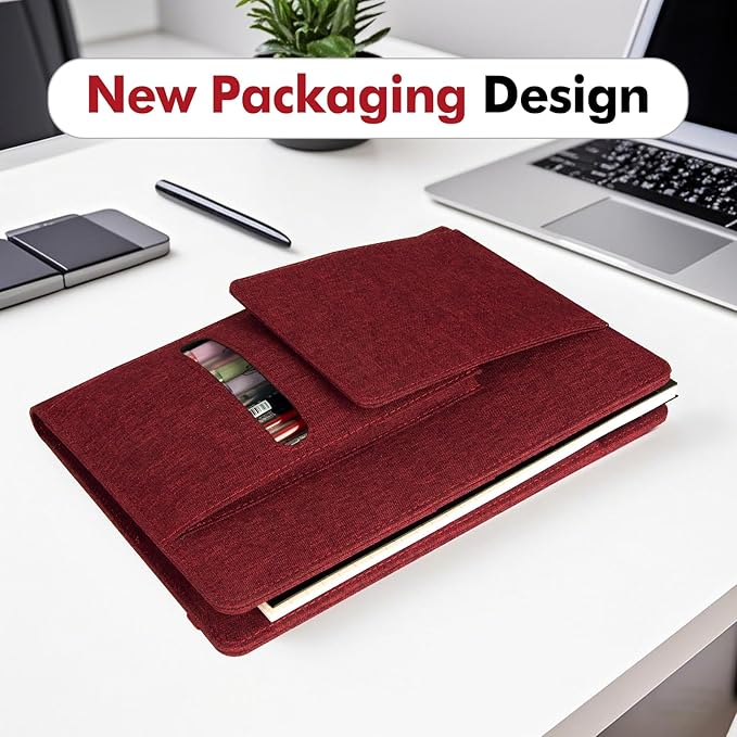 Journal Cover for Rocketbook Flip | 6"x9" Steno Pad Holder & Top Spiral Notebook Cover | Waterproof Folio with Pen Loop & File Pocket for A5, Executive Size Notebooks (Red)
