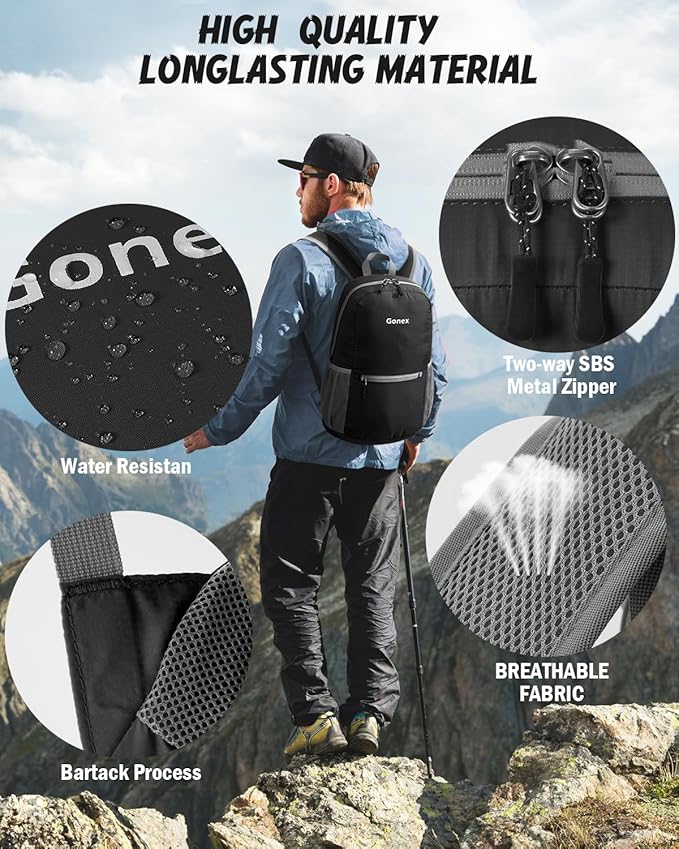 Gonex Ultra Lightweight Packable Backpack Daypack Handy Foldable Camping Outdoor Travel Cycling Backpacking