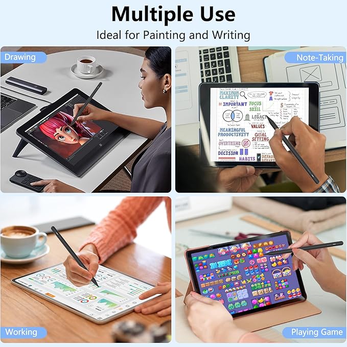 Stylus Pen for iPad 2018-2025 with Palm Rejection, Active Pencil for iPad 10th/9th/8th/7th/6th Generation, for iPad Pro 11/12.9 inch, for iPad Air 5th/4th/3th Gen, for iPad Mini 6th/5th Gen (Black)
