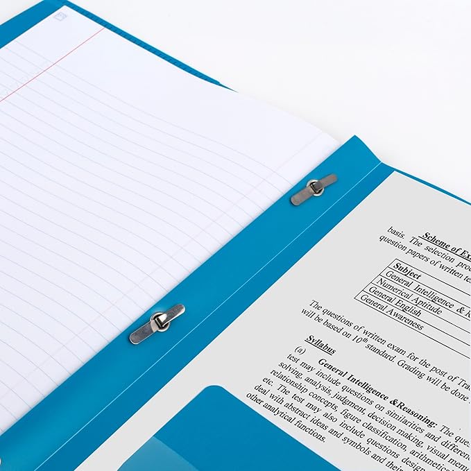 Five Star 2-Pocket Folder, Plastic Folder with Stay-Put Tabs and Prong Fasteners, Holds 8-1/2" x 11" Paper, Tidewater Blue (72107)