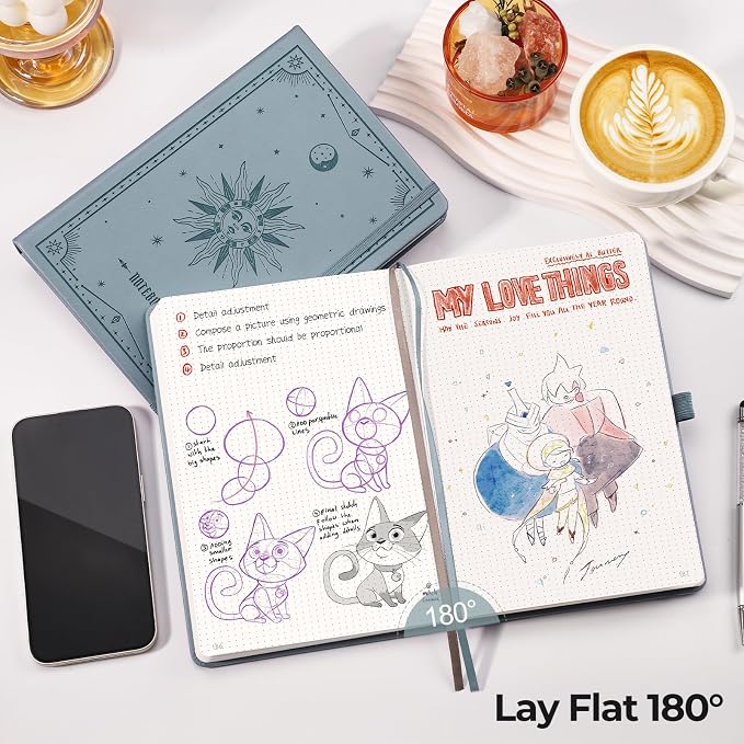 EMSHOI Dotted Journal Notebook, 320 Pages, A5 Size (5.7'' x 8.3'')