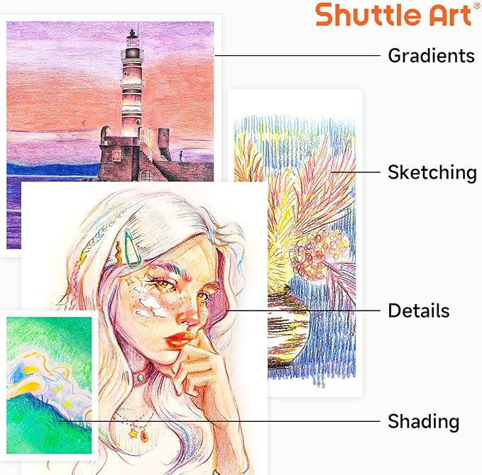 Shuttle Art 24 PCS Rainbow Pencils, 12 Assorted Colors, 2 of Each, Pre-sharpened Rainbow Colored Pencils, Multicolored Pencils for Kids and Adults Coloring, Drawing, Sketching
